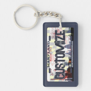 Customisable Maryland flag license plate keychain