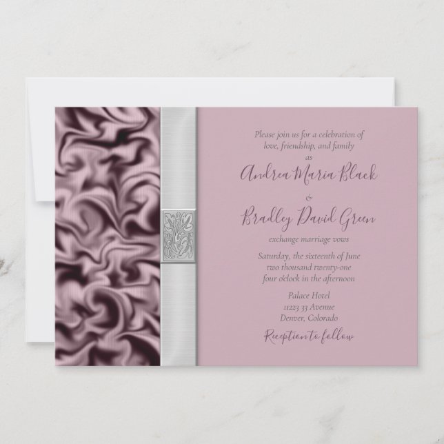Customisable Mauve Eggplant Purple Wedding Invitation (Front)