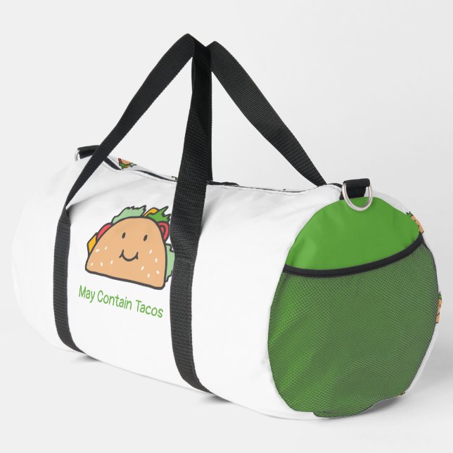 Customisable May Contain Tacos Happy Taco  Duffle Bag (Right Corner)
