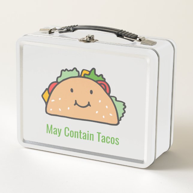 Customisable May Contain Tacos Happy Taco  Metal Lunch Box (Front)