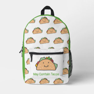 Customisable May Contain Tacos Happy Taco  Printed Backpack