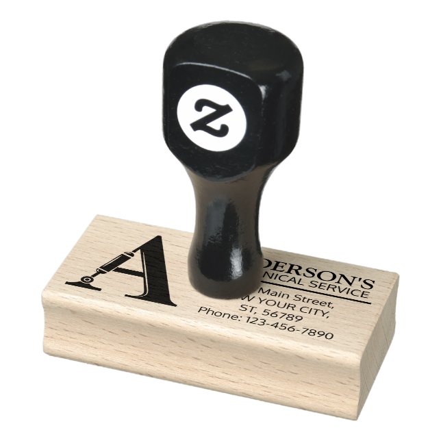 Customisable Mechanical monogram. Initial "A" Rubber Stamp (Stamp)