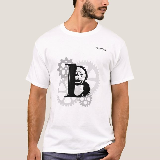 Customisable Mechanical monogram. Initial "B" T-Shirt (Front)