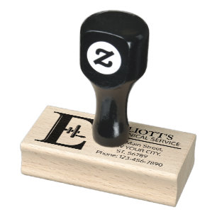 Customisable Mechanical monogram. Initial "E" Rubber Stamp