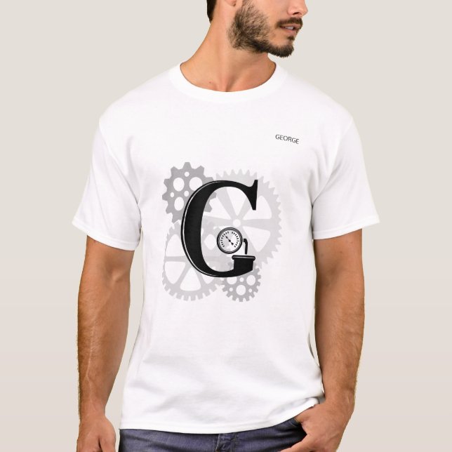 Customisable Mechanical monogram. Initial "G" T-Shirt (Front)