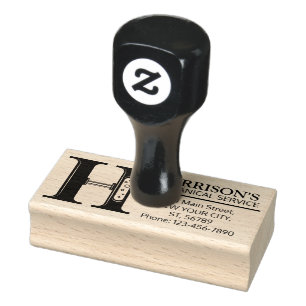 Customisable Mechanical monogram. Initial "H" Rubber Stamp