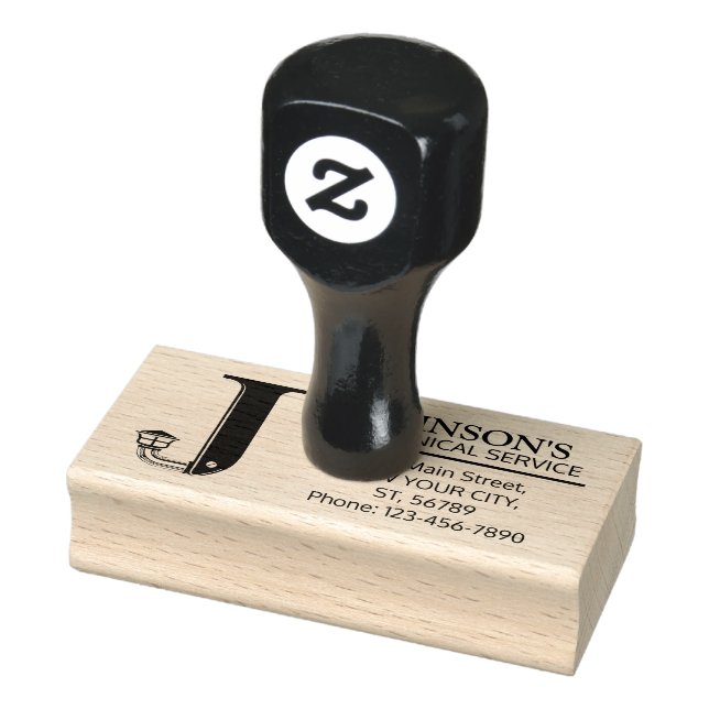 Customisable Mechanical monogram. Initial "J" Rubber Stamp (Stamp)