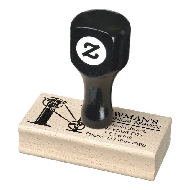 Customisable Mechanical monogram. Initial "N" Rubber Stamp (Stamp)