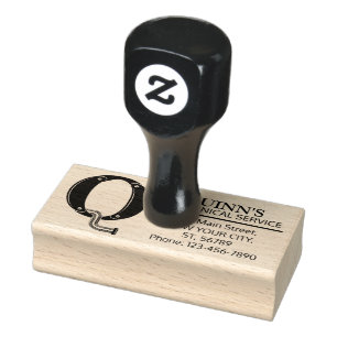 Customisable Mechanical monogram. Initial "Q" Rubber Stamp