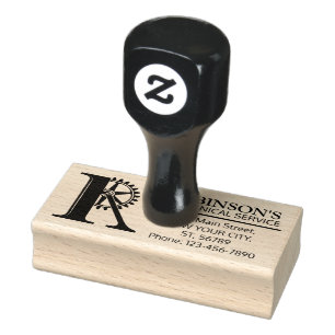 Customisable Mechanical monogram. Initial "R" Rubber Stamp