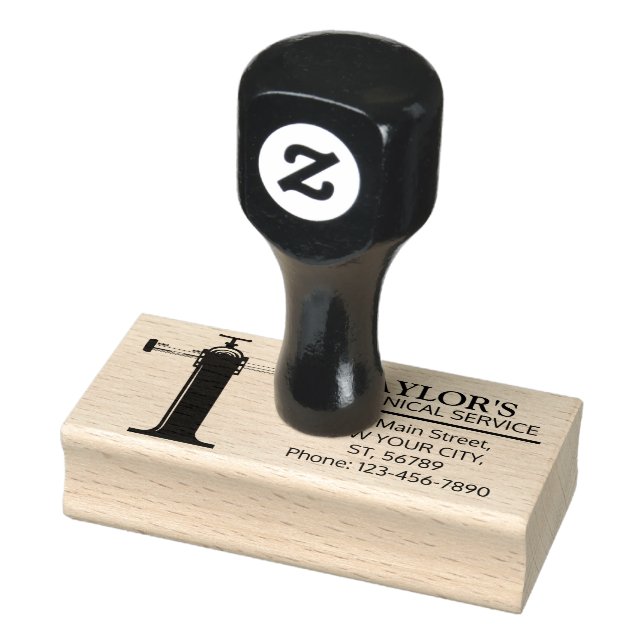 Customisable Mechanical monogram. Initial "T" Rubber Stamp (Stamp)