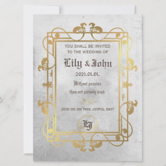 Customisable Mediaeval Concrete&Gold Invitation