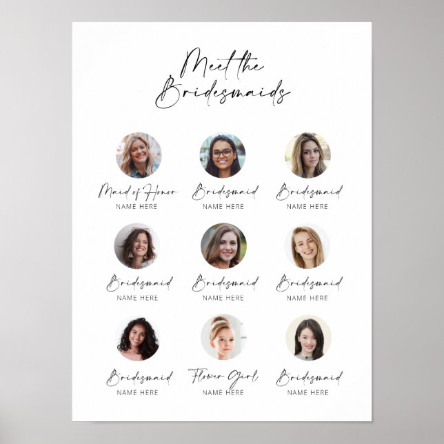 Customisable Meet the Bridesmaids Introduction Poster (Front)