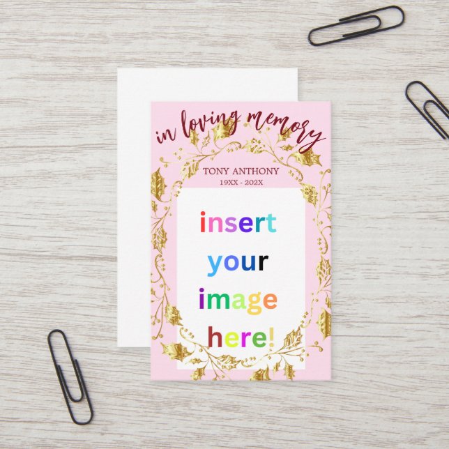 Customisable Memorial Photo Funeral Prayer Card (Front/Back In Situ)