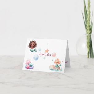Customisable Mermaid Birthday Girls Thank You Card
