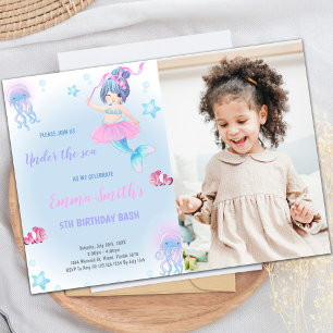 Customisable Mermaid Party Invitation for Kids