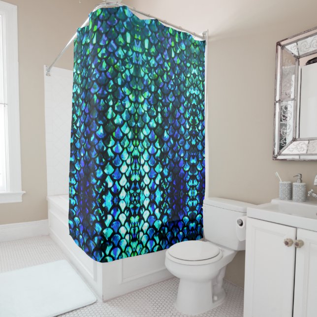 customisable mermaid scales shower curtain (In Situ)