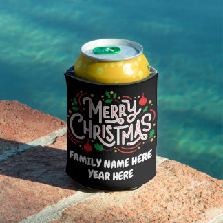 Customisable Merry Christmas Can Cooler