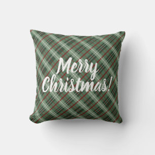 Customisable Merry Christmas Plaid Cushion
