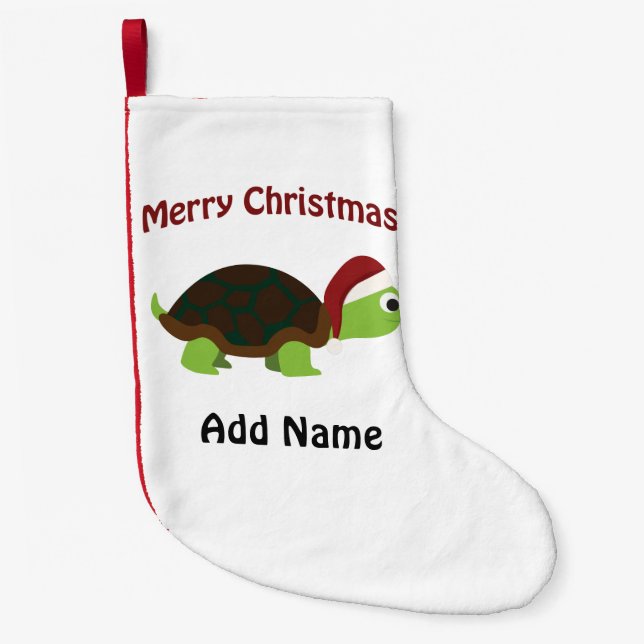 Customisable Merry Christmas Turtle Small Christmas Stocking (Front)