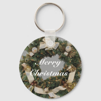Customisable Merry Christmas wreath keychain