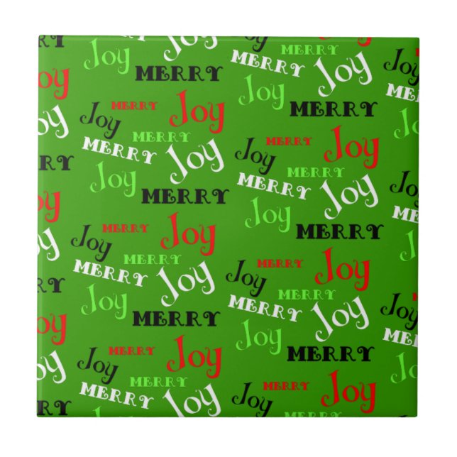 Customisable Merry Joy Christmas Ceramic Tile (Front)