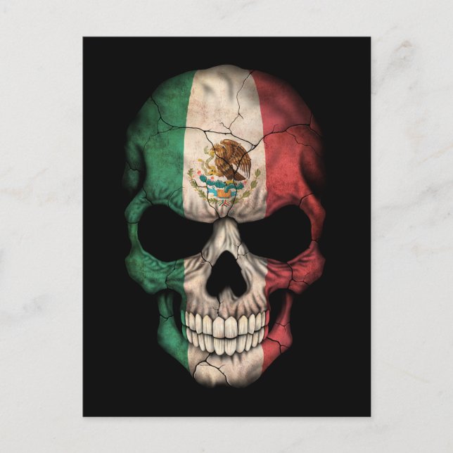 Customisable Mexican Flag Skull Postcard (Front)