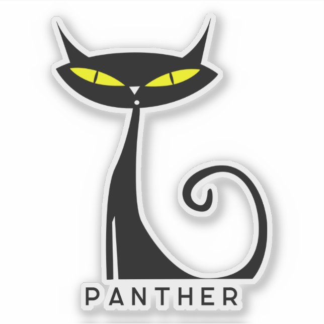 Customisable Mid Century Modern Atomic Black Cat (Front)