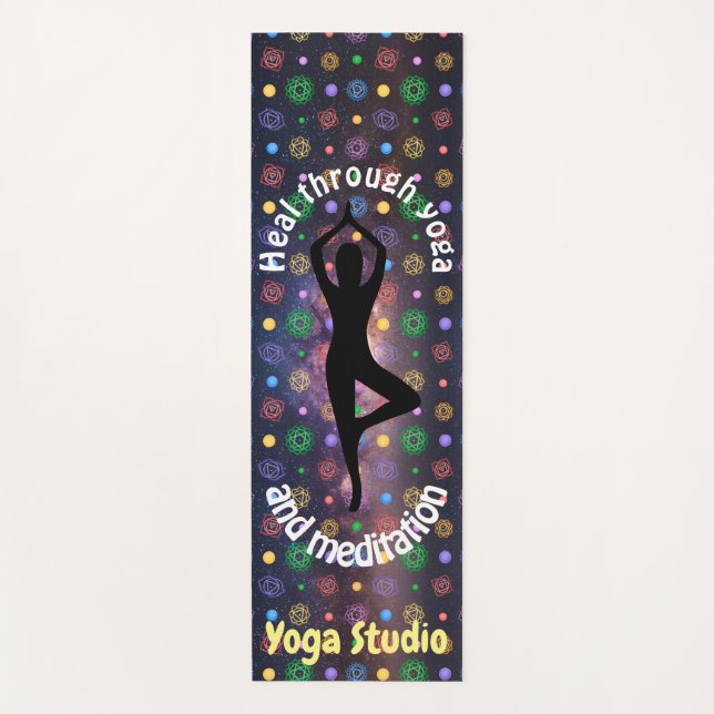 Customisable milky way chakra yoga pose mat (Front)