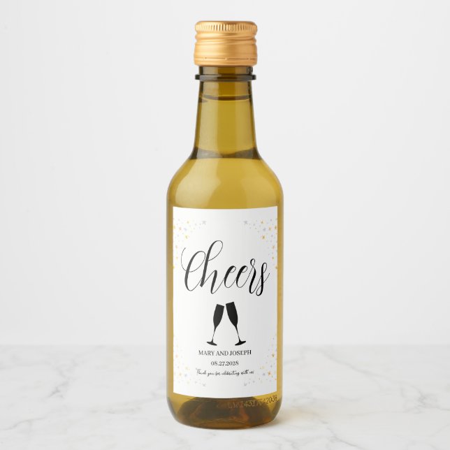 ✨ Customisable Mini Wedding Wine Bottle Labels  (Front)