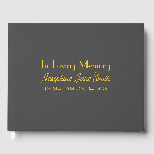 Customisable Minimal Funeral Memorial Guest Book (Front)