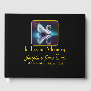 Customisable Minimal Funeral Memorial Guest Swan Book