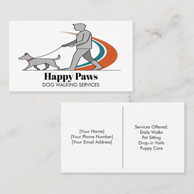 Customisable Minimalist Dog Walker Business Card (Front/Back)