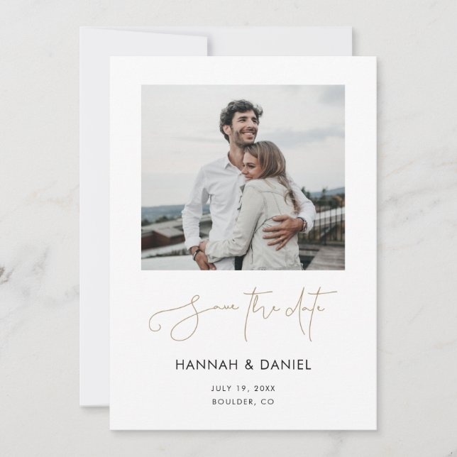 Customisable Minimalist Modern Photo Wedding Save The Date (Front)