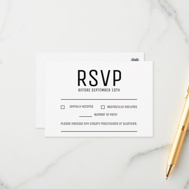 Customisable Minimalist RSVP Cards (Front/Back In Situ)
