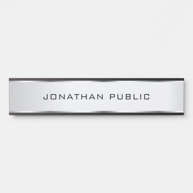 Customisable Minimalist Template Faux Silver Door Sign (Front)