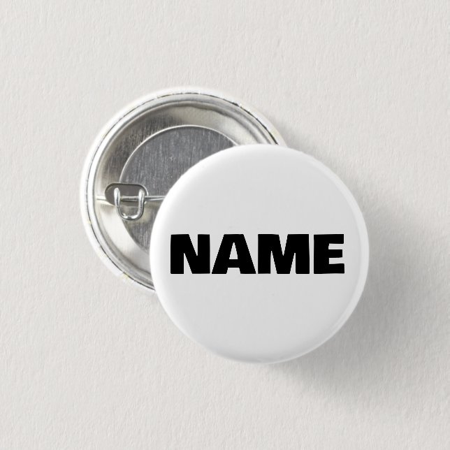 Customisable minimalistic initials name 3 cm round badge (Front & Back)