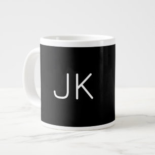 Customisable minimalistic initials name large coffee mug