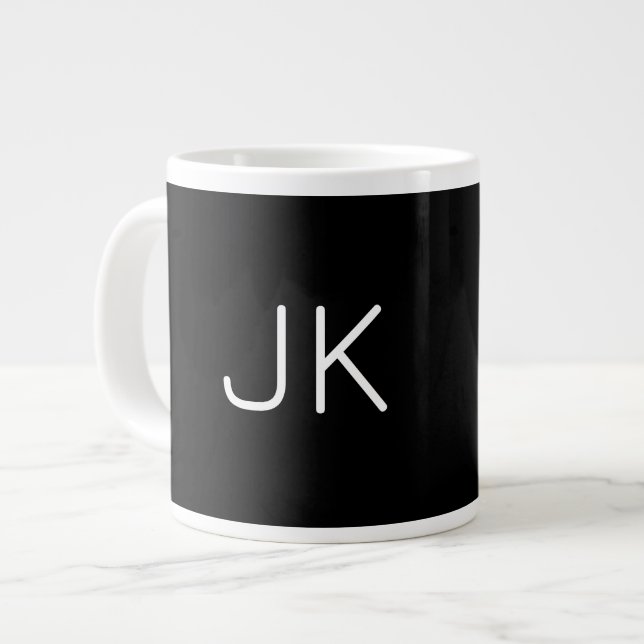 Customisable minimalistic initials name large coffee mug (Front Left)