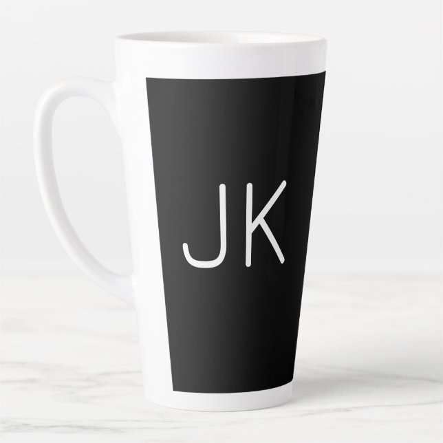 Customisable minimalistic initials name latte mug (Left)