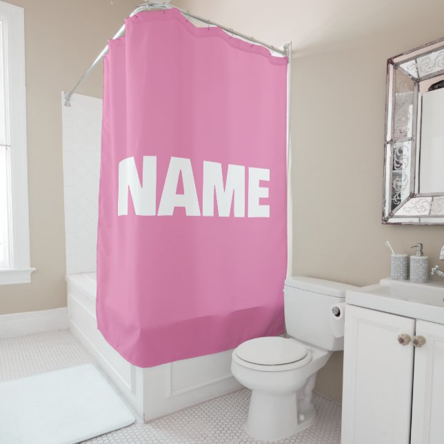 Customisable minimalistic initials name shower curtain (In Situ)