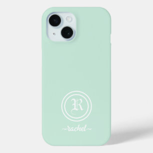 Customisable Mint Green Monogram Phone Case