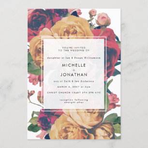 Customisable Modern Boho Roses Wedding Invitation