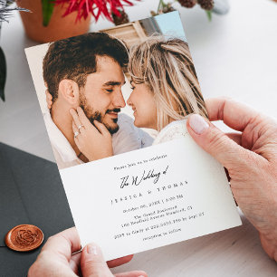 Customisable Modern & Chic Script Wedding Photo Invitation