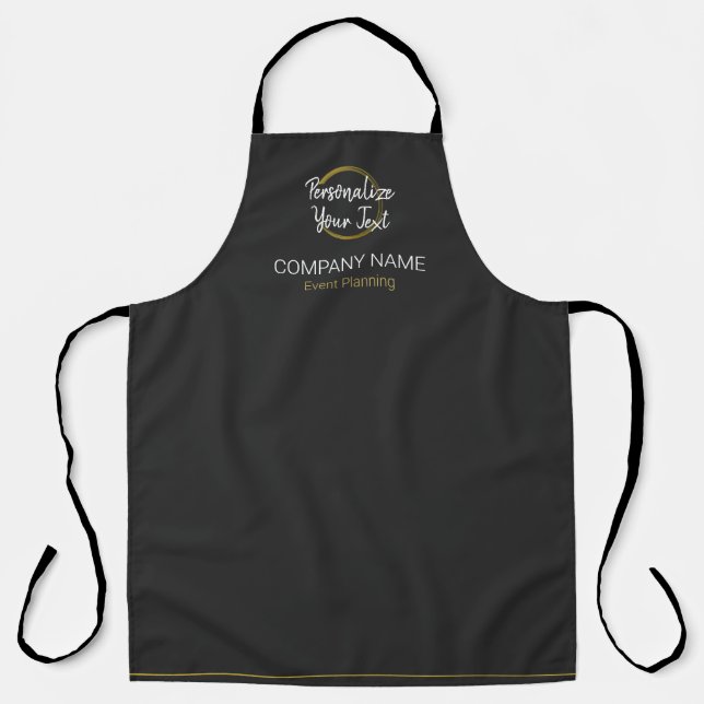 Customisable Modern Gold & Black Event Planning Apron (Front)