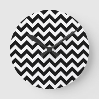 Customisable Modern Large White & Black Chevrons Round Clock