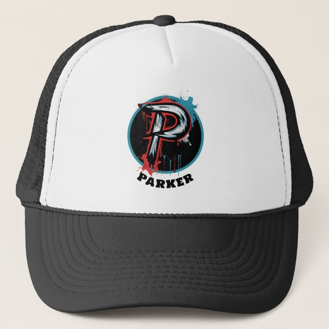 Customisable Modern Minimalist Monogram "P" Trucker Hat (Front)
