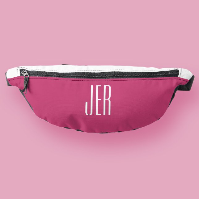 Customisable Modern Monogram Initials Pink White Bum Bags (Customizable Modern Monogram Initials Pink White Fanny Pack)