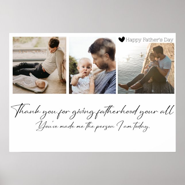 Customisable Modern Photo Collage Father's Day Gif Poster (Front)