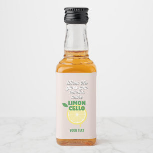 Customisable Modern Pink Italian Lemon Limoncello  Liquor Bottle Label